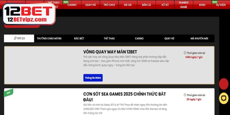 Đăng Ký 12BET - Cập Nhật Quy Trình Truy Cập Mới Nhất 7 Khuyến mãi 12BET là một trong những yếu tố quan trọng làm nên sức hút