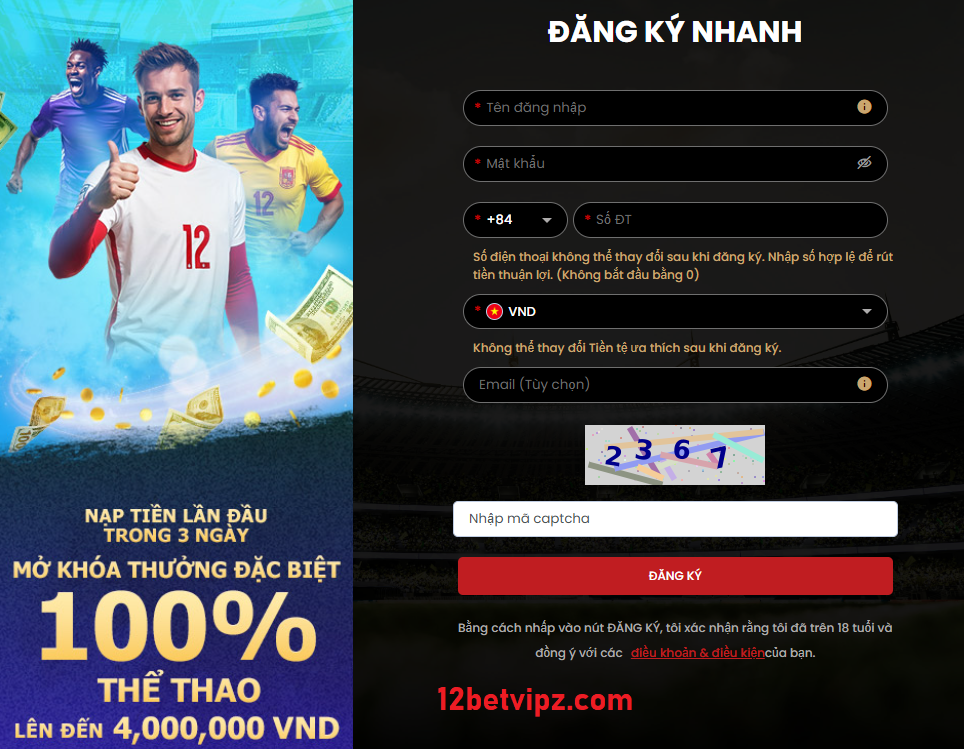 12bet Tham gia đăng ký tài khoản 12bet